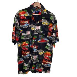 Ford Vintage 40s Trucks Cars Hawaiian Camp Shirt David Carey Size  Large